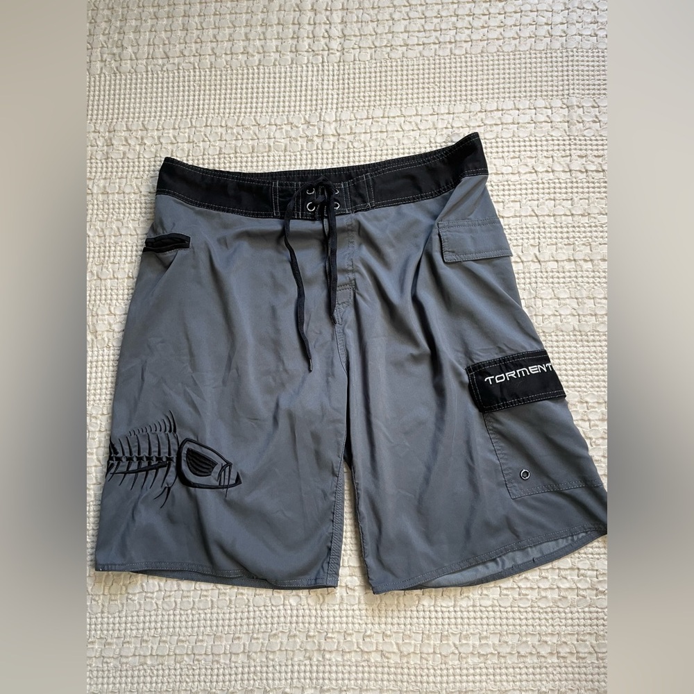 Mens Tormenter Board Shorts Gray Black 38
